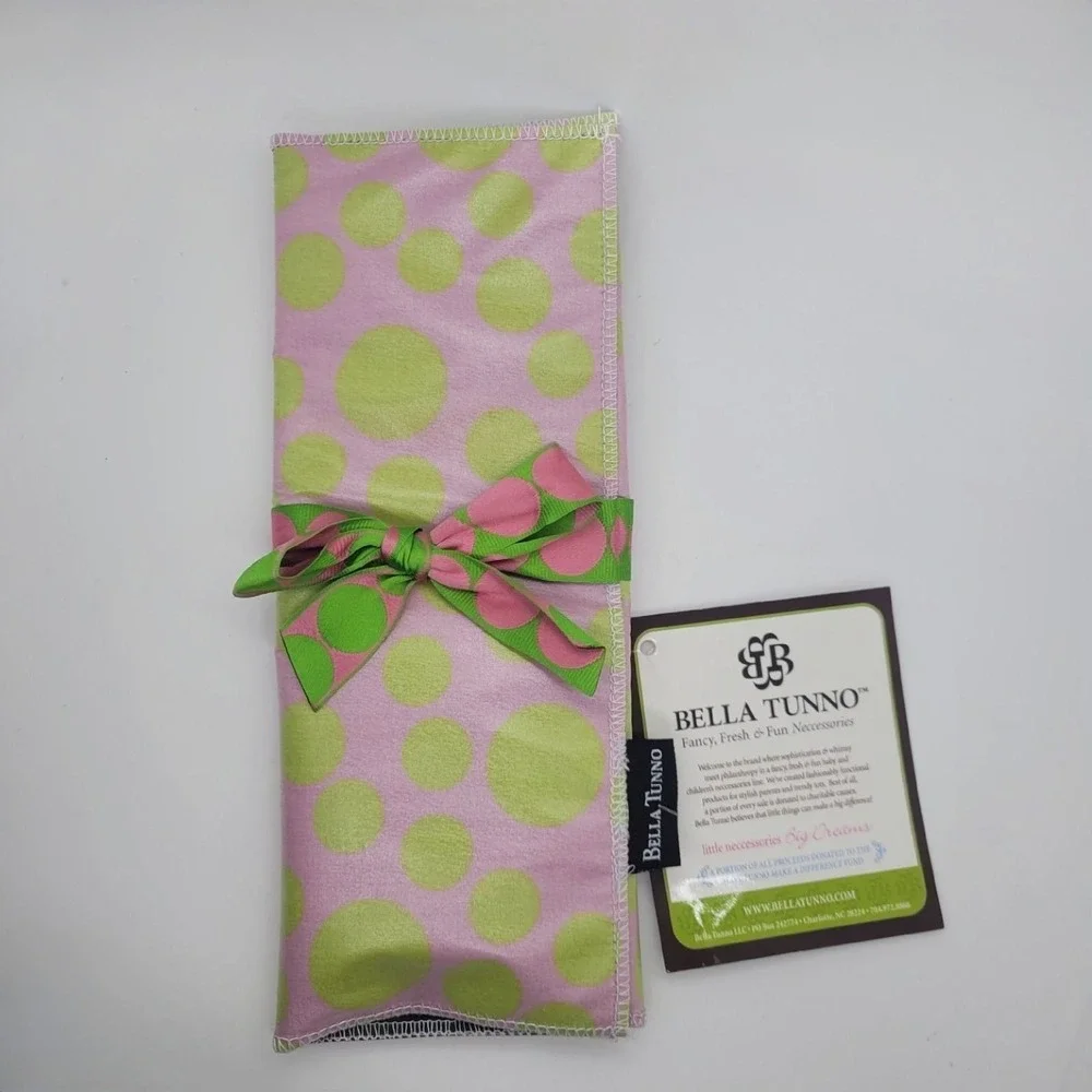 Bella Tunno Travel Chalkboard Mat Pink Green Polka Dot with Colored Chalk NWT